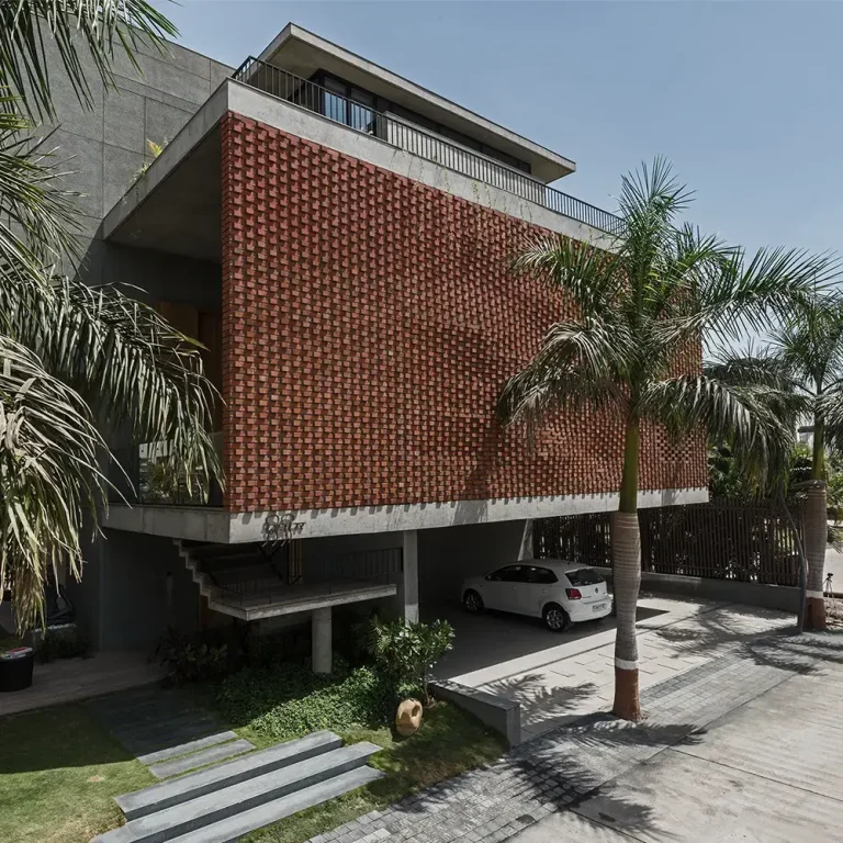 Brick Curtain House Architecture Design in Surat