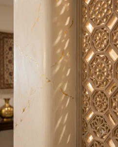 Sophisticated lighting design emphasizing vernacular materiality and native wood finishes